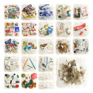 Bilan du tri d'un ramassage de déchets à Larmor-Gwened, Vannes, Morbihan